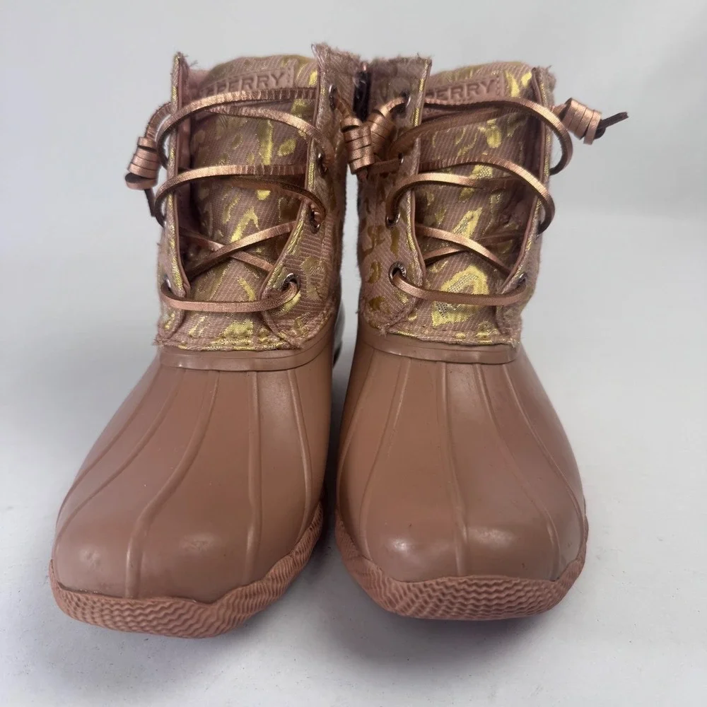 Sperry Women's 6 Saltwater Rose Pink Duck Boots Rain Waterproof EUC
